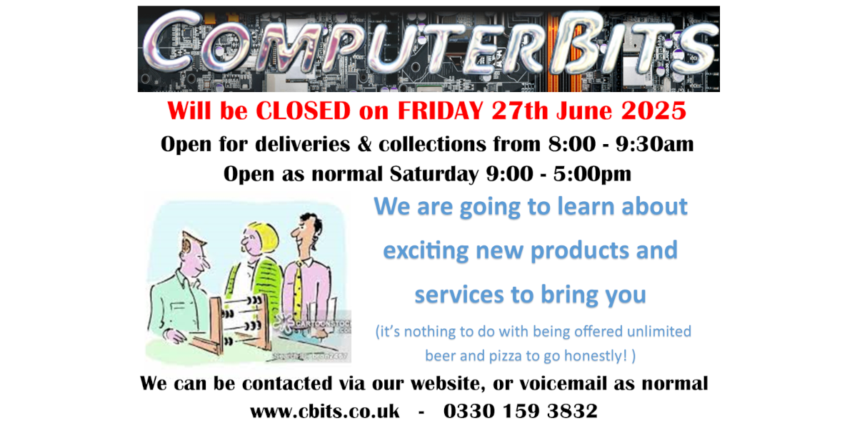 Closed Friday 27th June from 9:30am